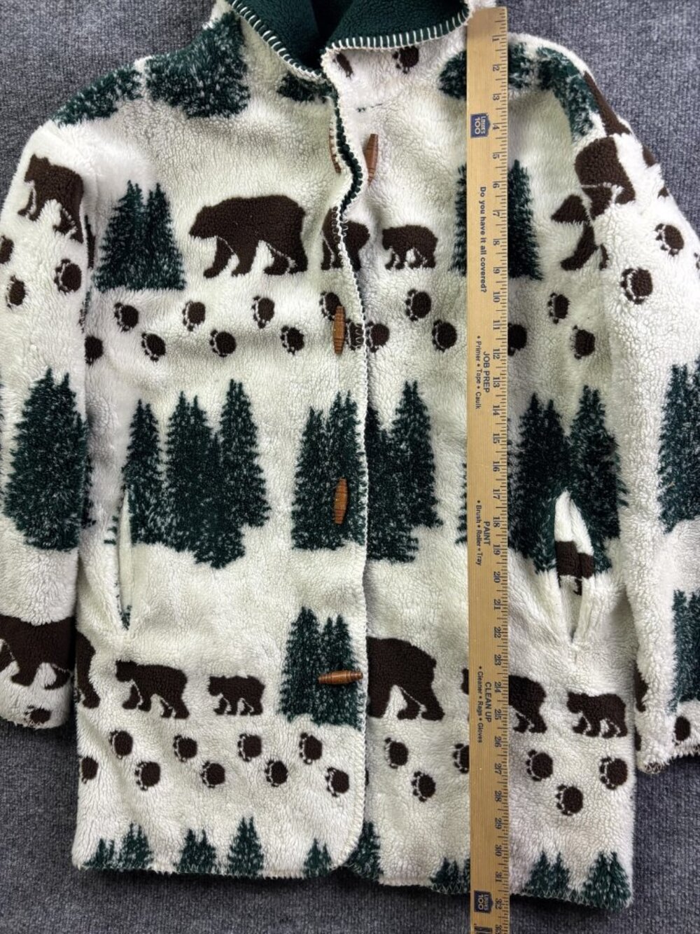 Denali Coat Womens XL White Fleece Hooded Bear Forest Toggle Duffle Warm - Picture 3 of 8